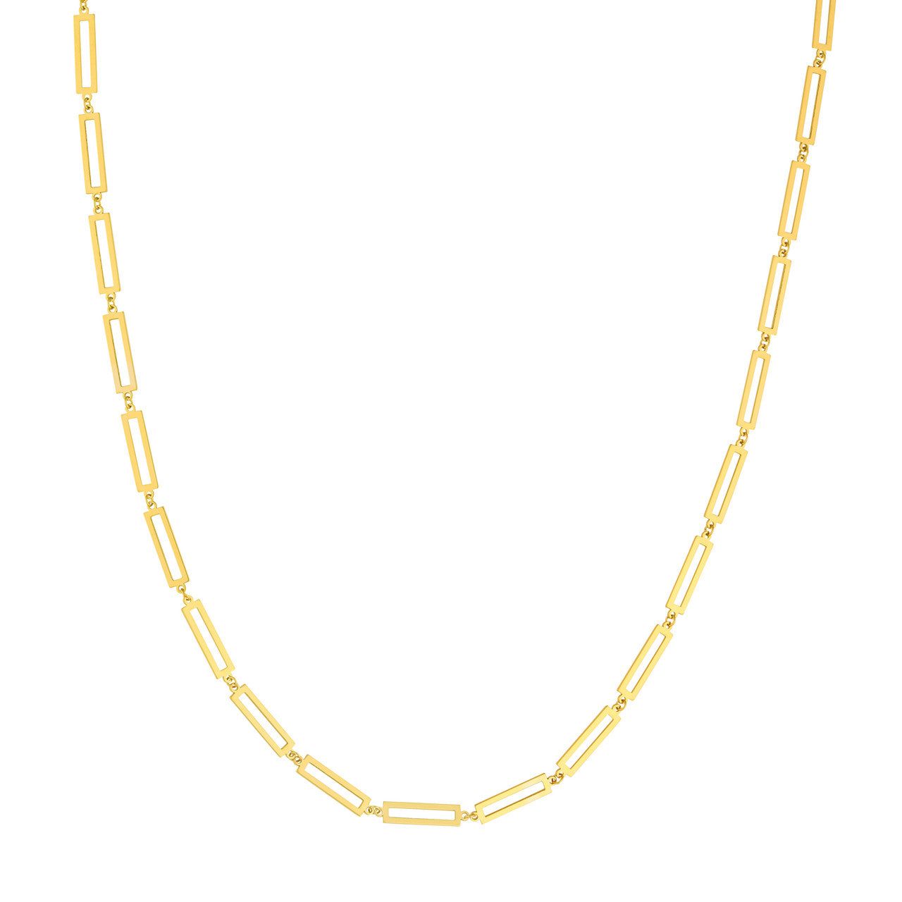 14kt Gold Rectangular Link Station Necklace