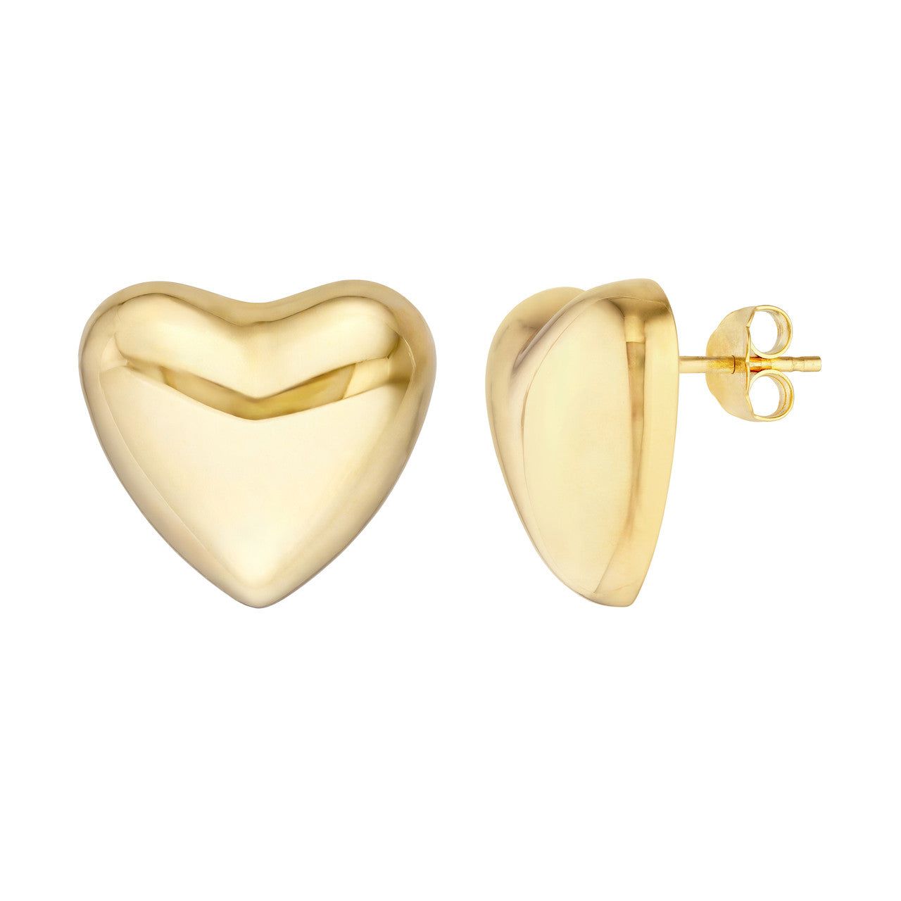 14kt Gold Puff Heart Polished Earrings