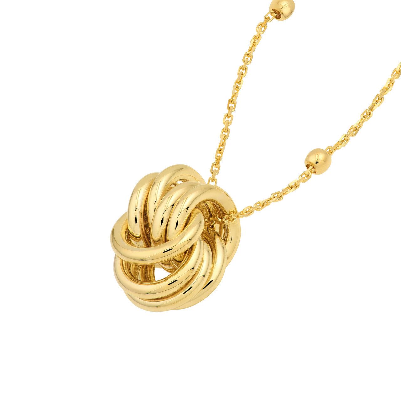 14kt Gold Love Knot Pendant Station Necklace