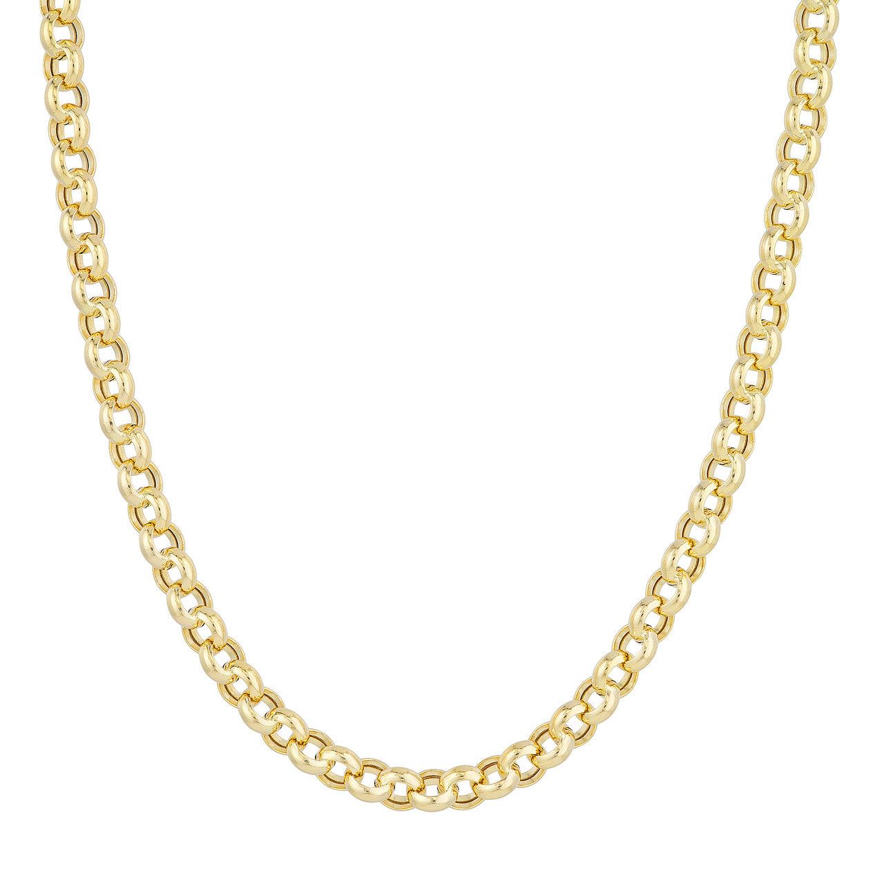 14kt Gold 8mm Hollow Rolo Chain with Pear Lobster Lock