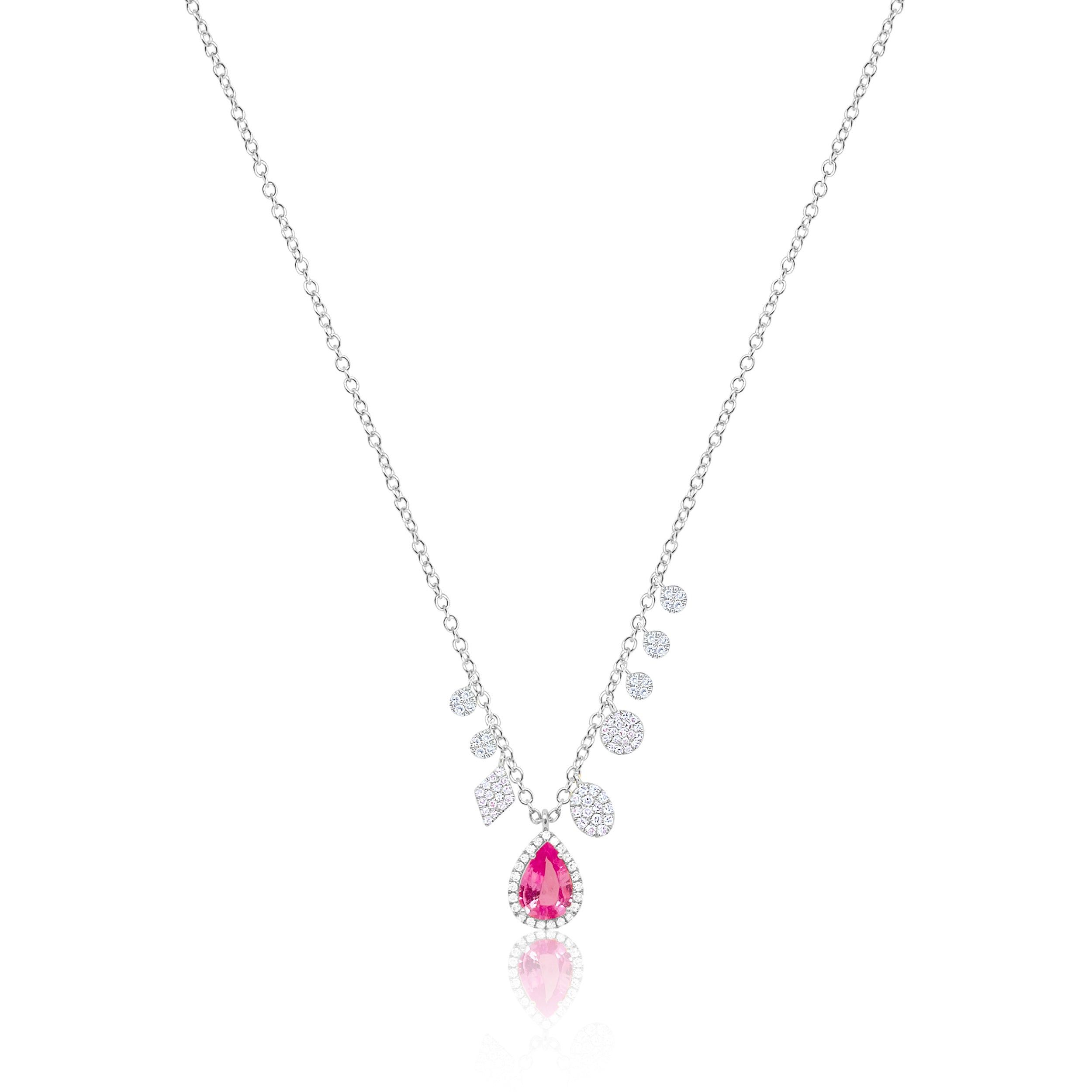 Meira T 14kt Gold 0.23 CTW Diamond & Pink Sapphire Charm Necklace