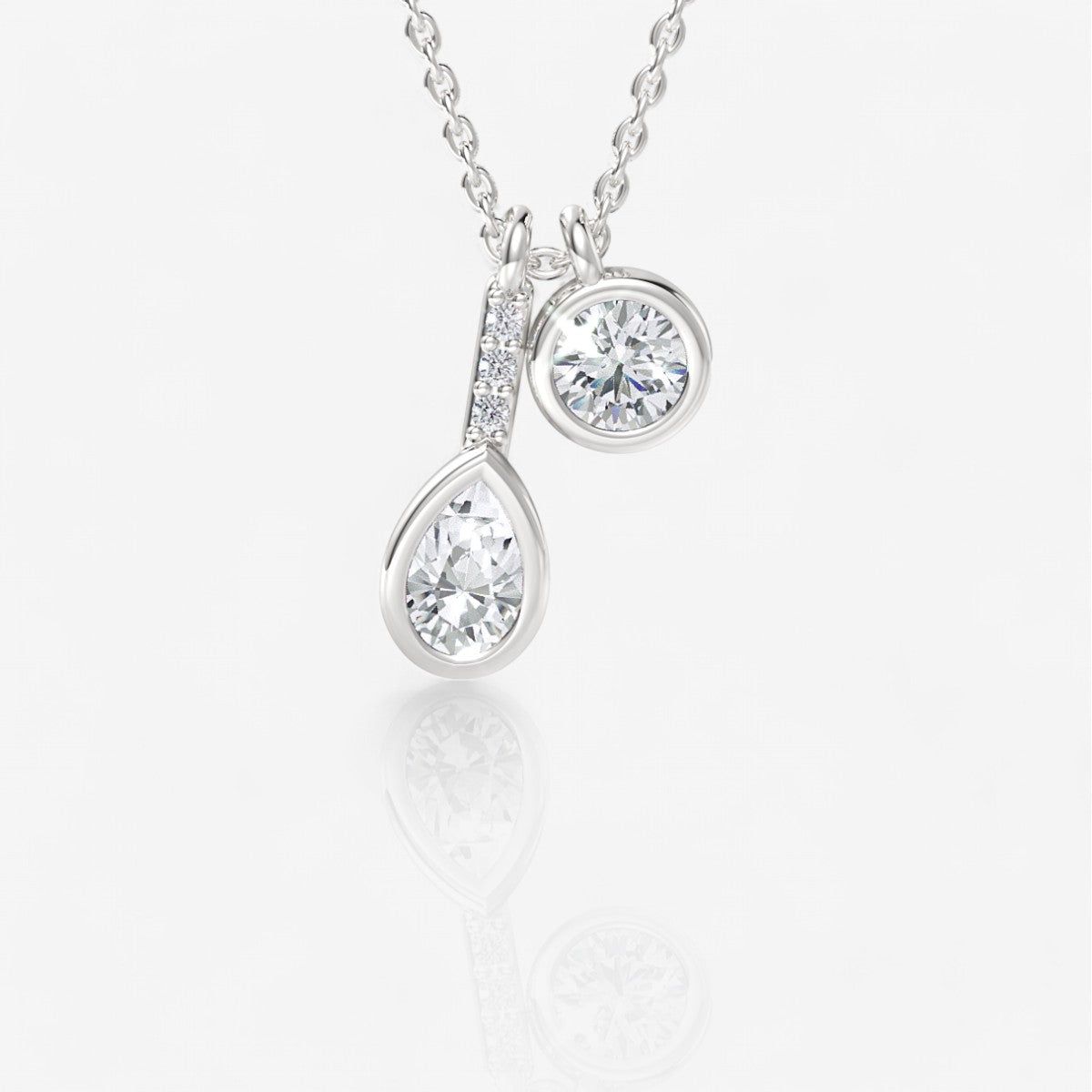 Two-Stone Bezel-Set Round & Pear Cut Lab-Grown Diamond Pendant