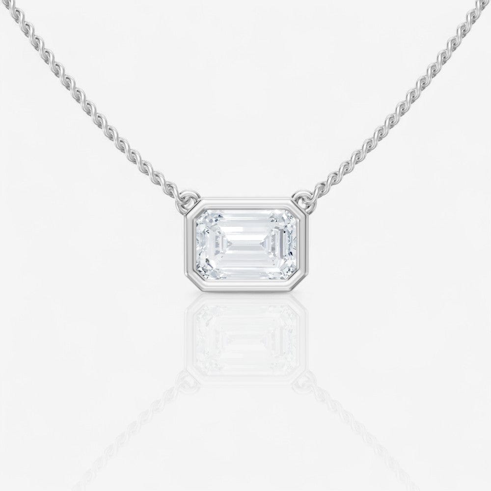 Bezel-Set Emerald Solitaire Lab-Grown Stationary Diamond Pendant