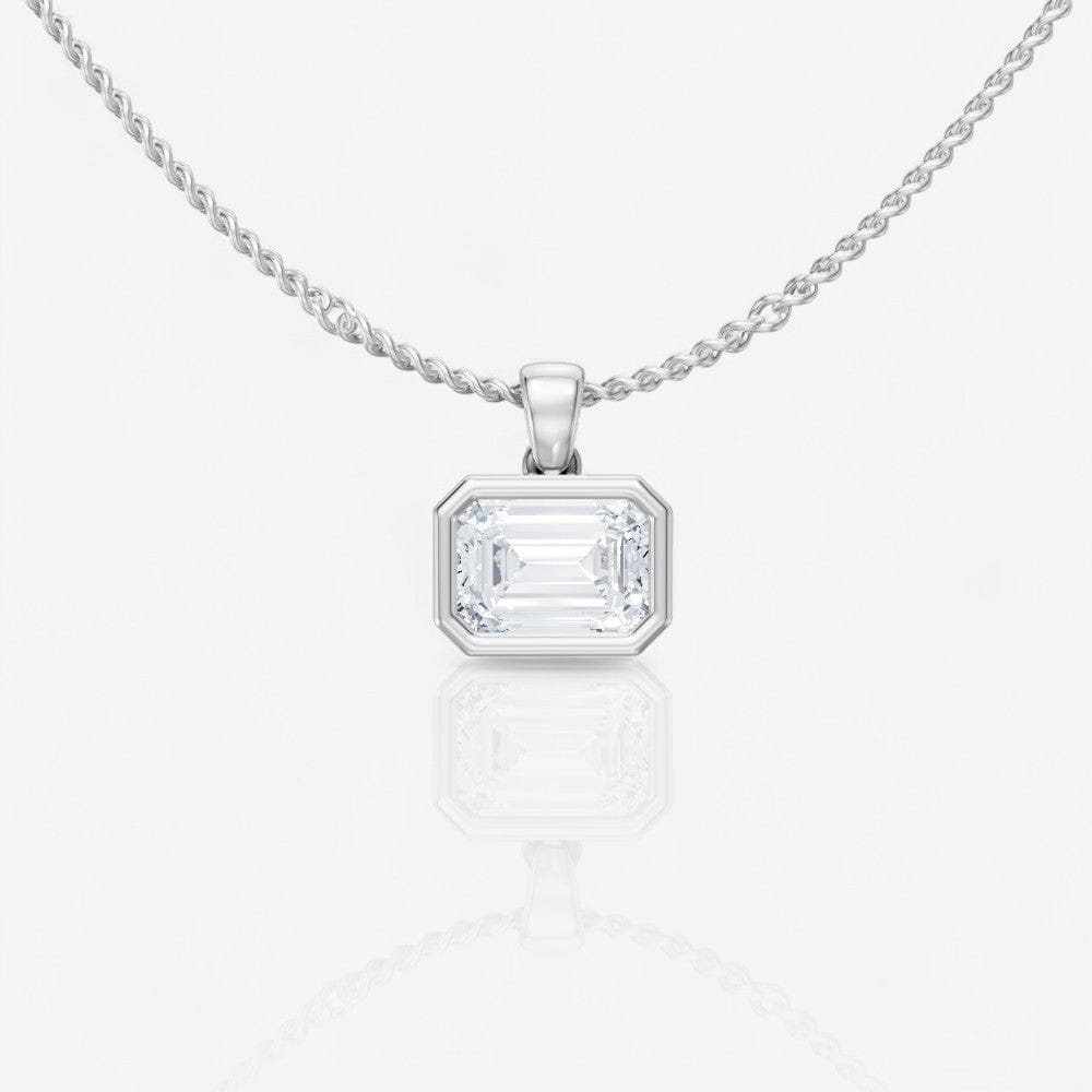 Bezel-Set Emerald Solitaire Lab-Grown Diamond Pendant