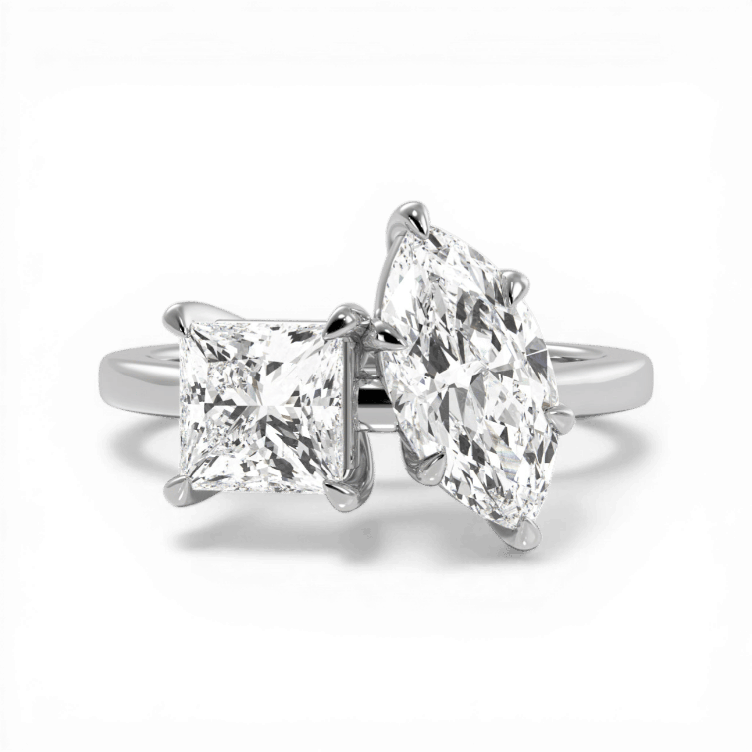 Toi et Moi Personalized Princess & Marquise Cut Platinum Diamond Engagement Ring