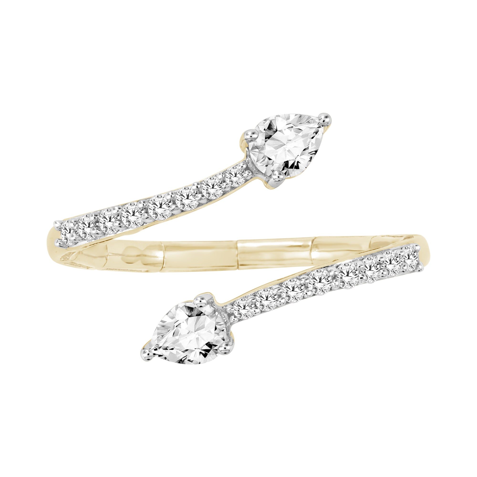 0.50 CTW 14kt Gold Lab Grown Pear & Round Diamond Open Wrap Fashion Ring