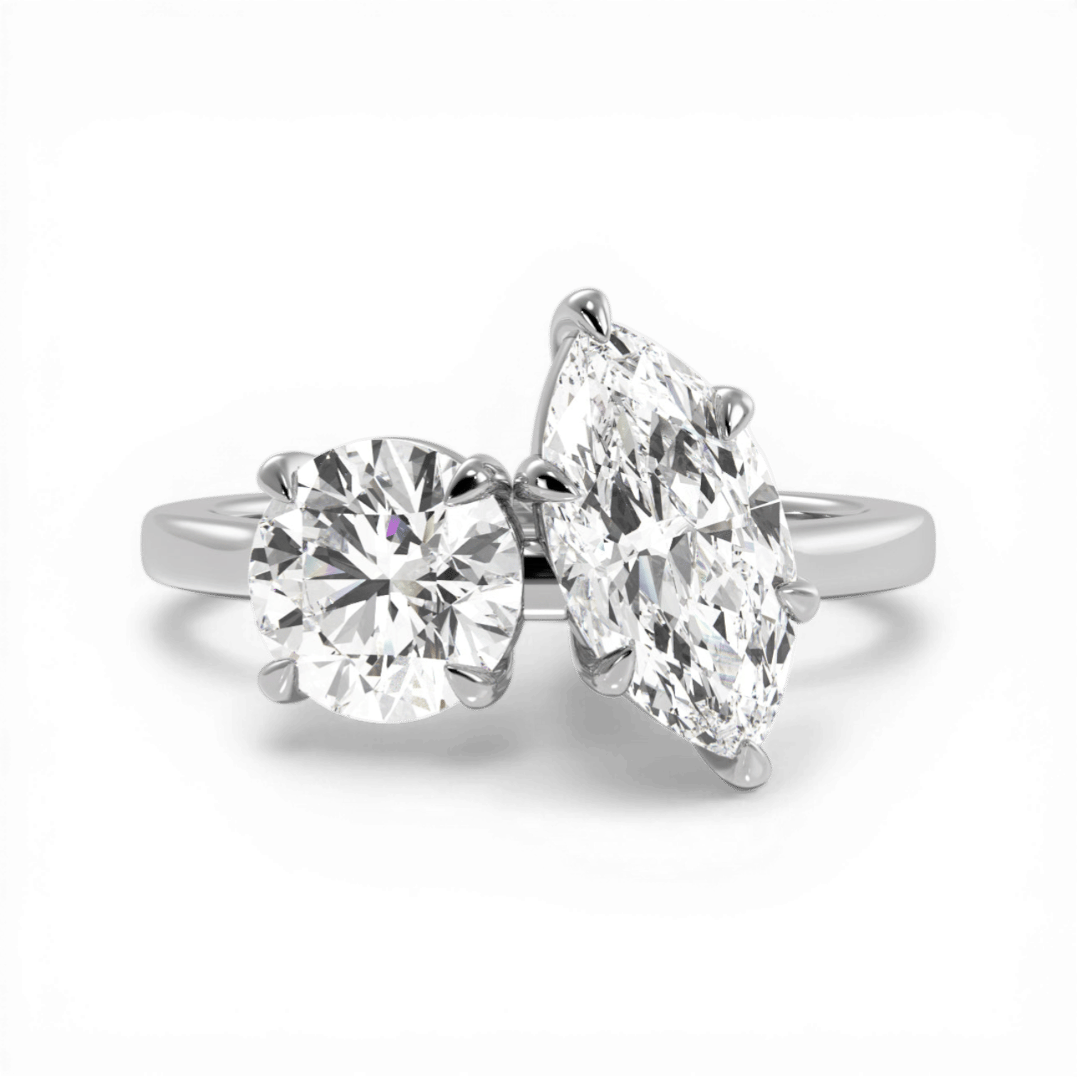 Toi et Moi Personalized Round & Marquise Cut Platinum Diamond Engagement Ring