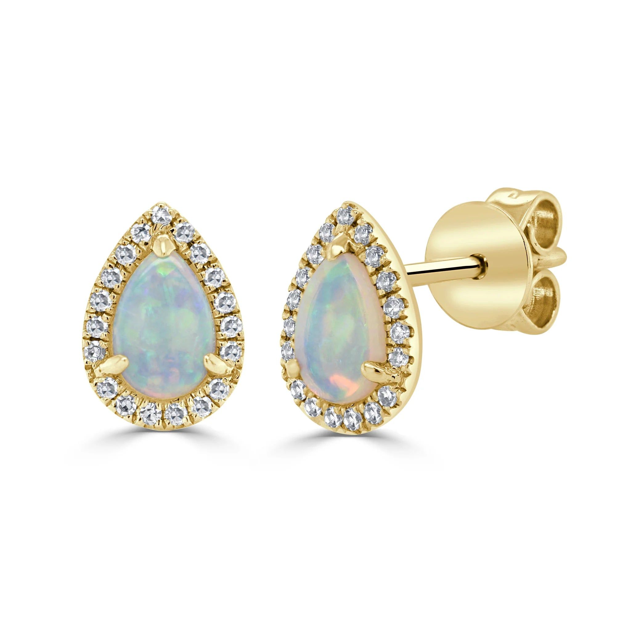 14kt Gold 0.66 CTW Pear Opal & Diamond Stud Earrings