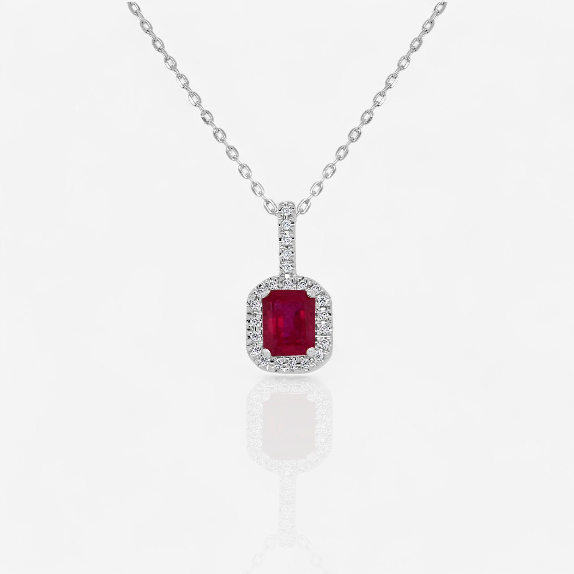 Ruby & Diamond Octagon Halo Pendant