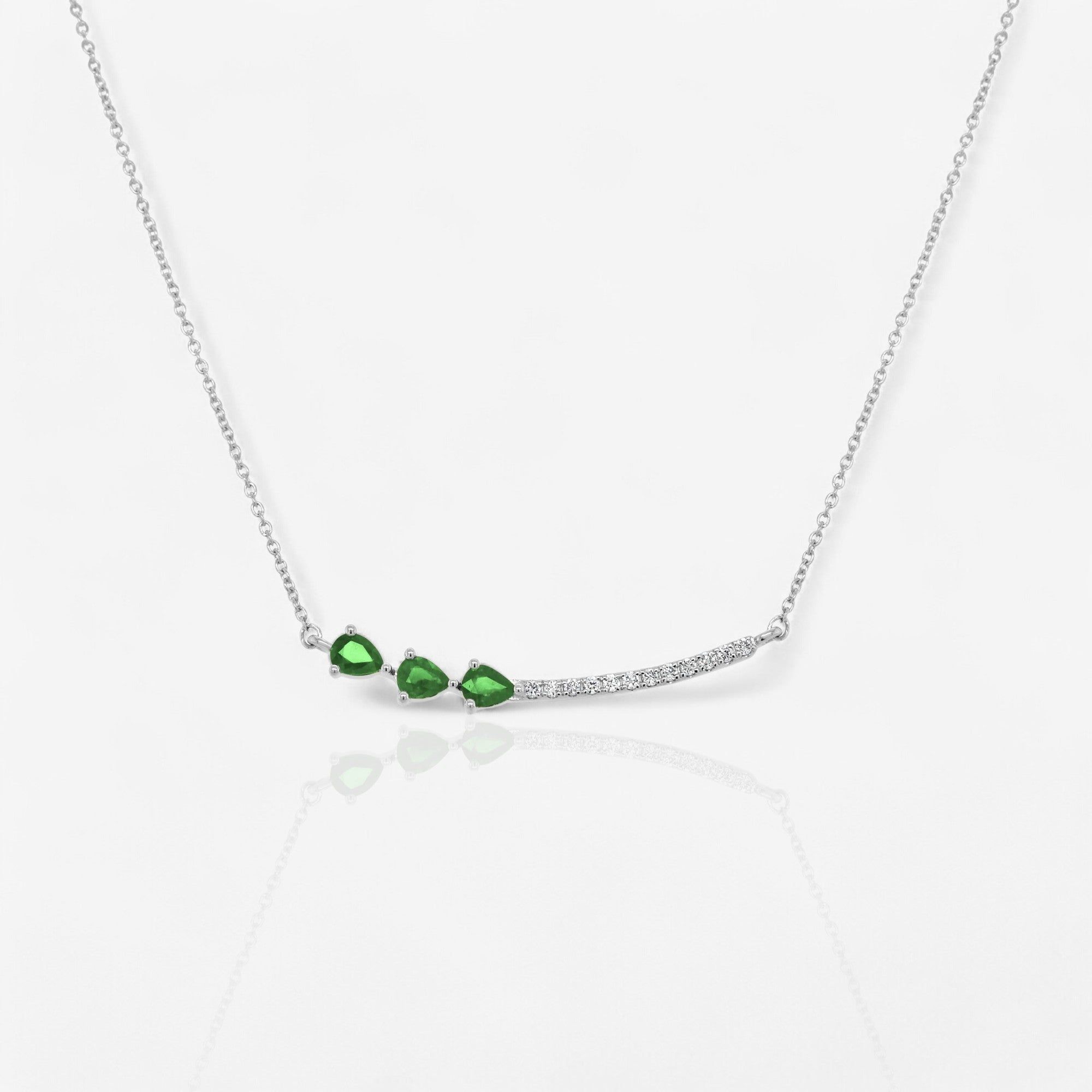 Pear Shaped Emerald and Diamond Bar Pendant