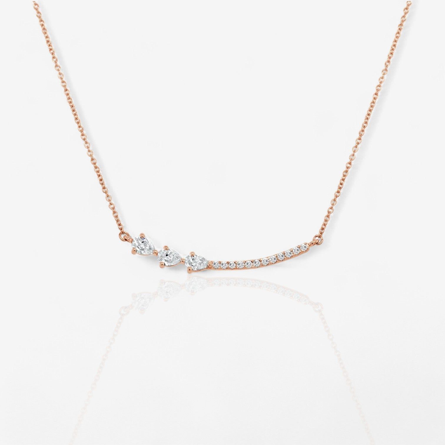 Round & Pear Shaped Diamond Bar Necklace