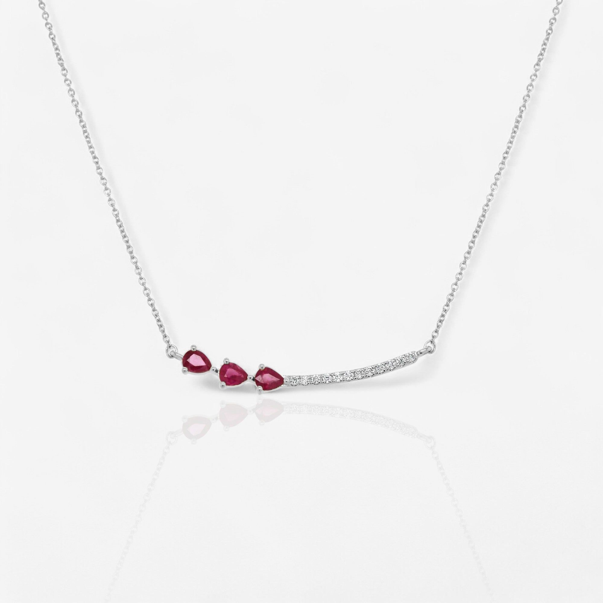 Pear Shaped Ruby and Diamond Bar Pendant