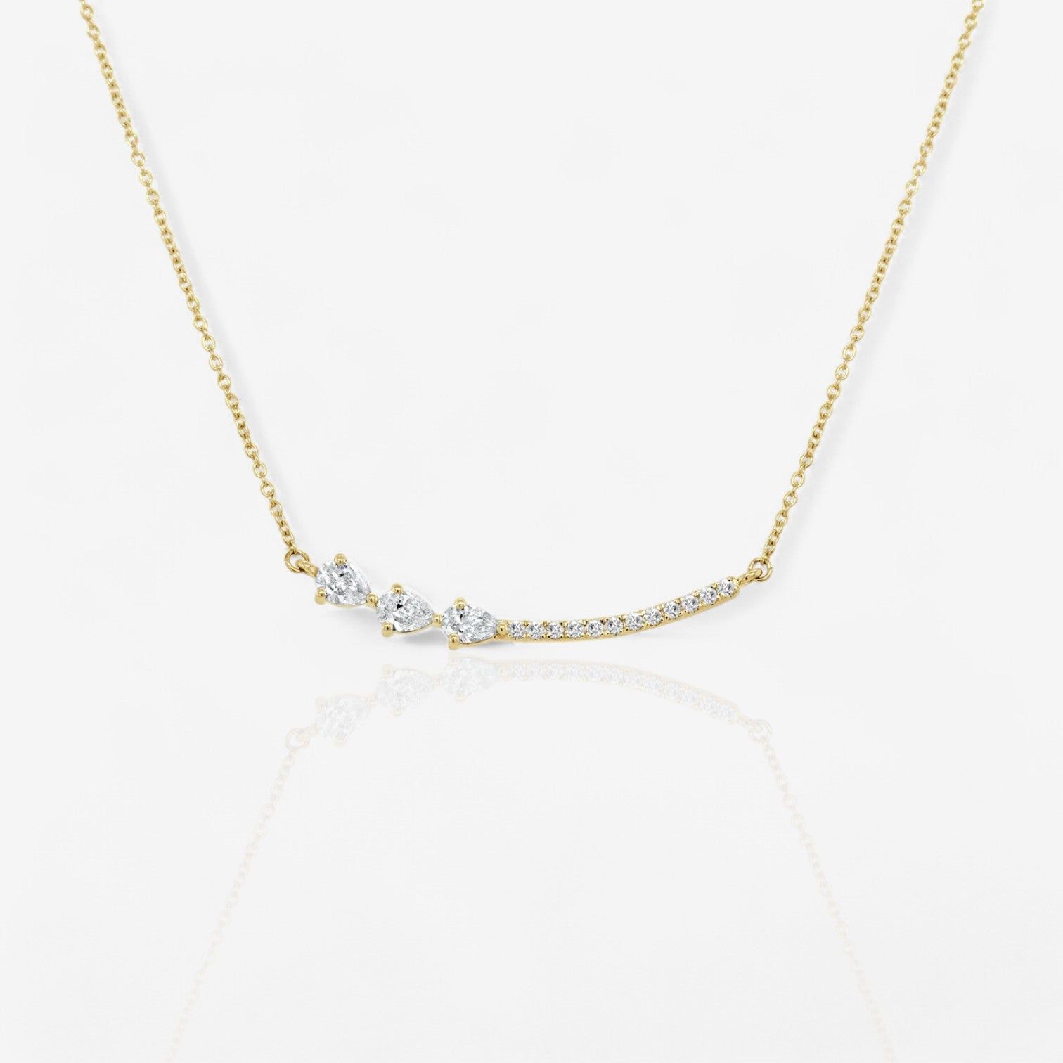 Round & Pear Shaped Diamond Bar Necklace