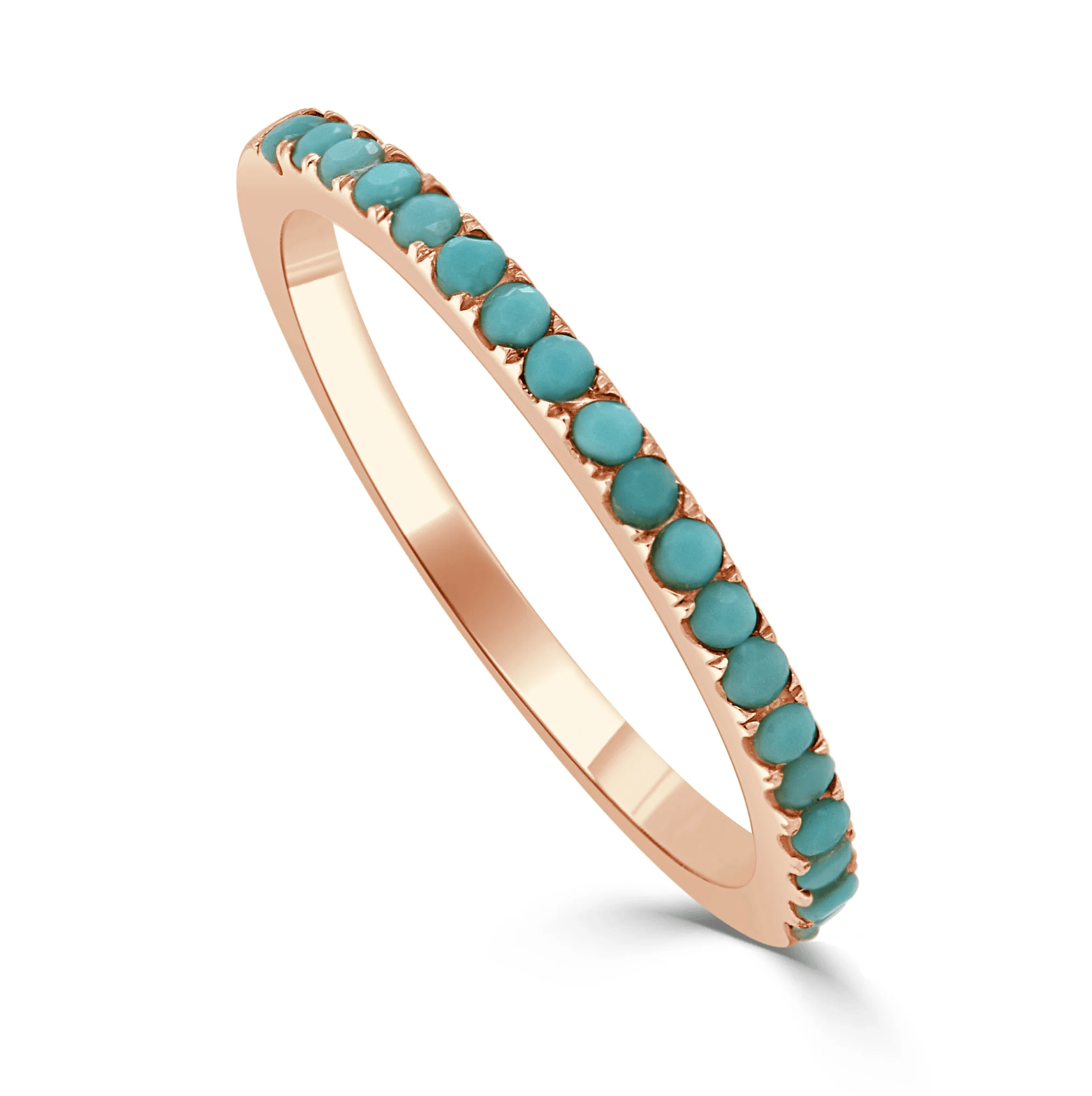 14kt Gold 0.25 CTW Turquoise Birthstone Stackable Ring