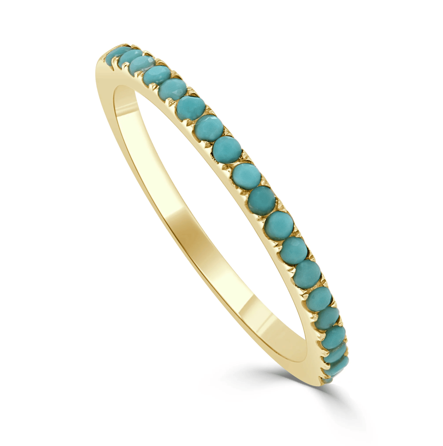 14kt Gold 0.25 CTW Turquoise Birthstone Stackable Ring