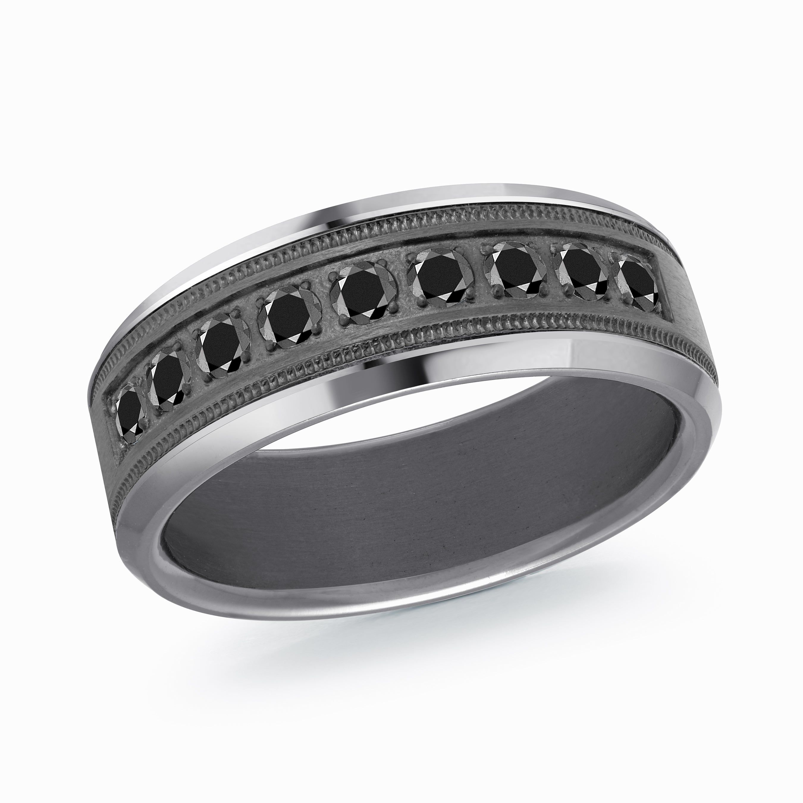 Men's 8mm 0.54 CTW Tantalum & Black Diamond Wedding Ring