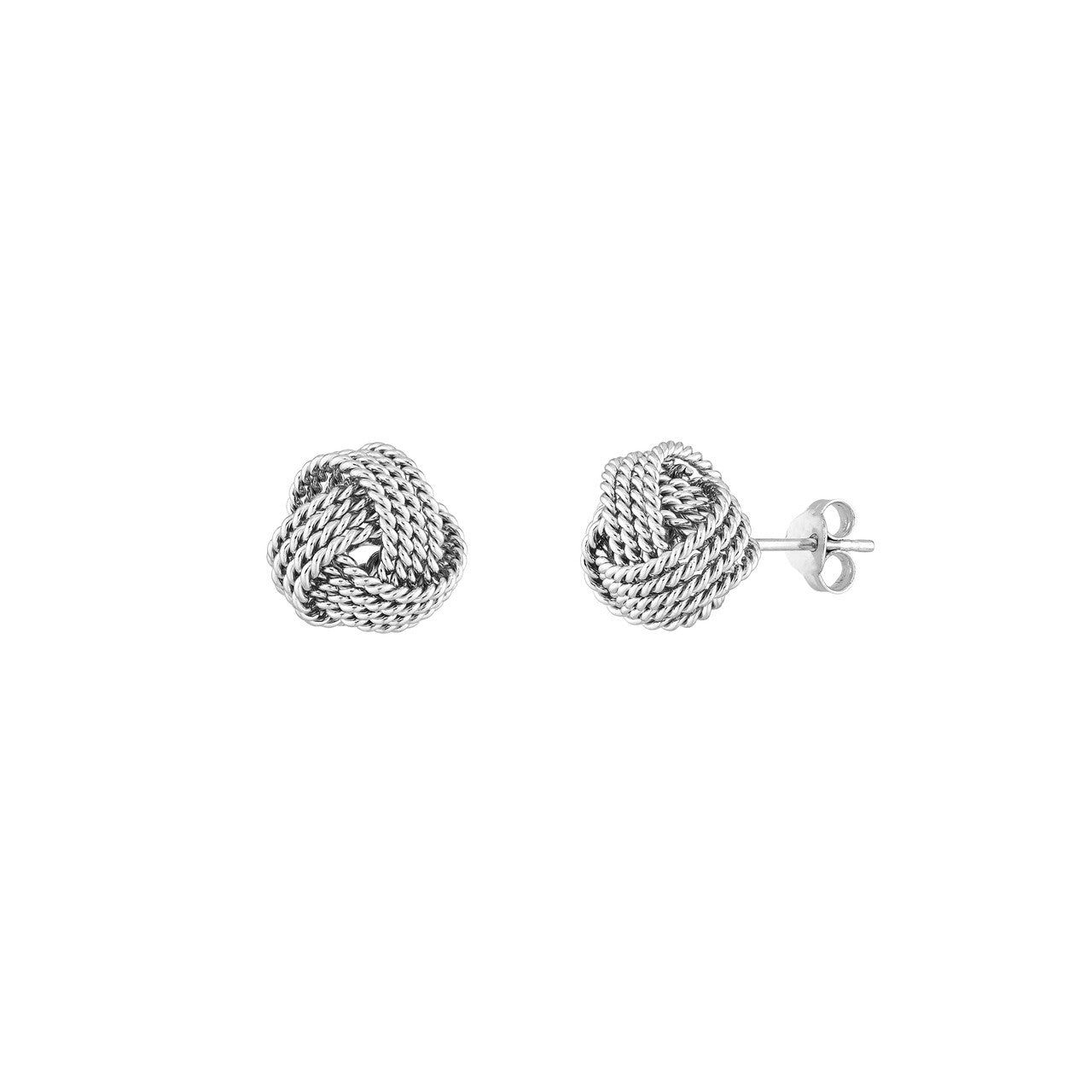 Sterling Silver Twist-Edged Love Knot Earrings