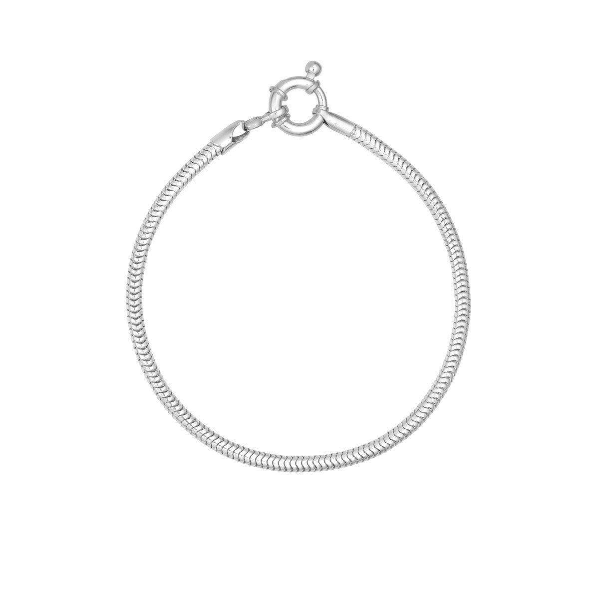 Sterling Silver 3mm Snake Chain Bracelet with Spring Ring