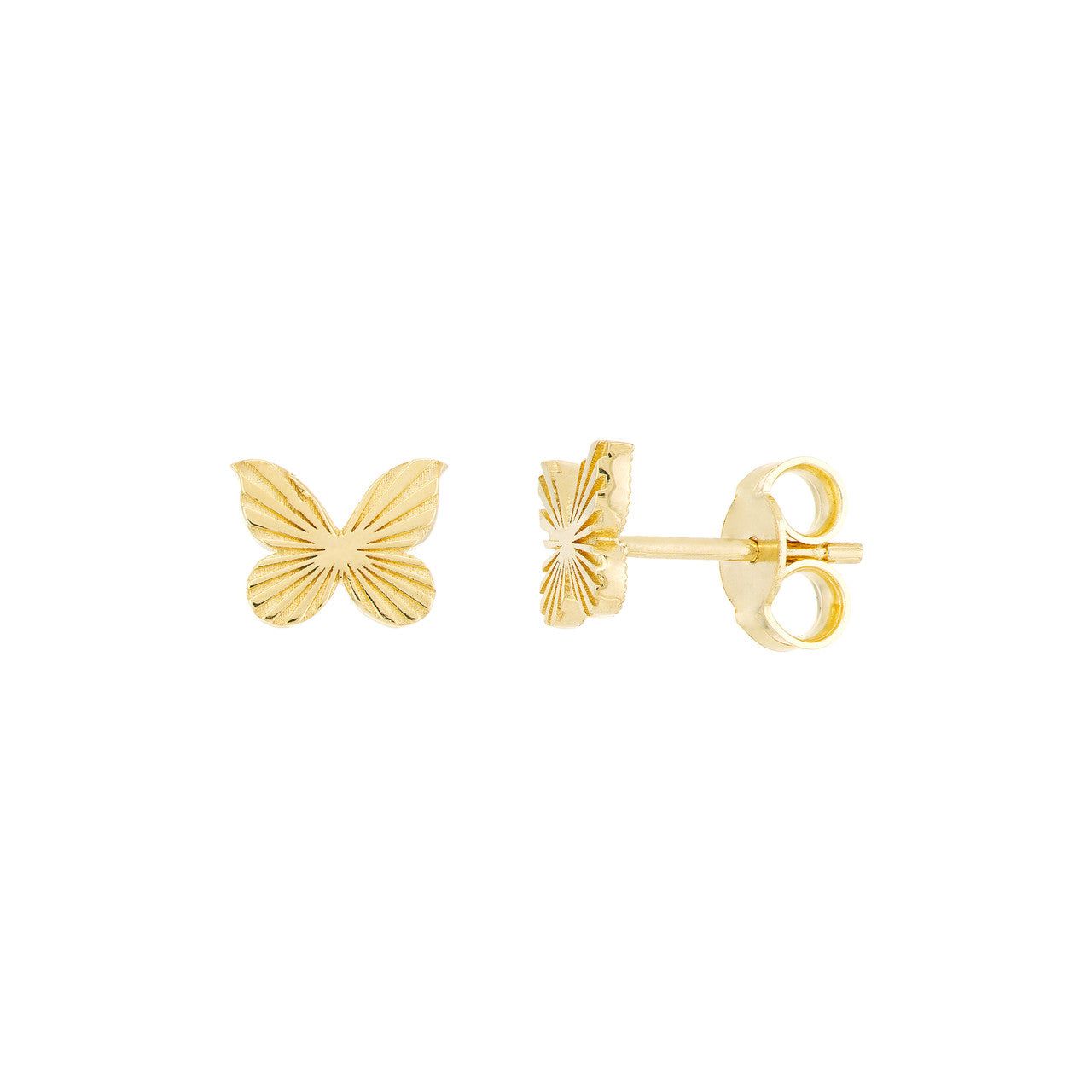 14kt Gold Fluted Butterfly Micro Stud Earrings