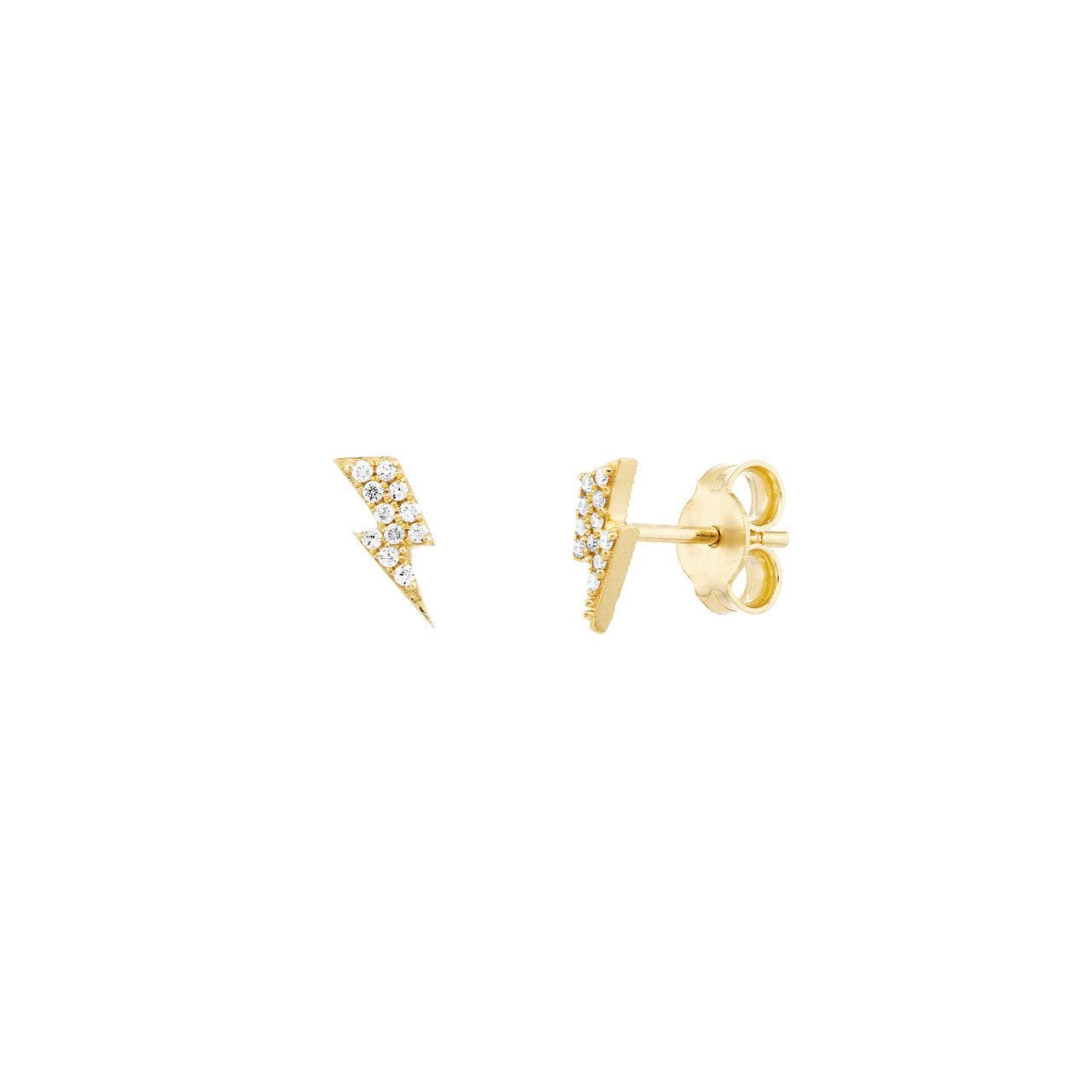 14kt Gold 0.06 CTW Diamond Thunder Bolt Stud Earrings