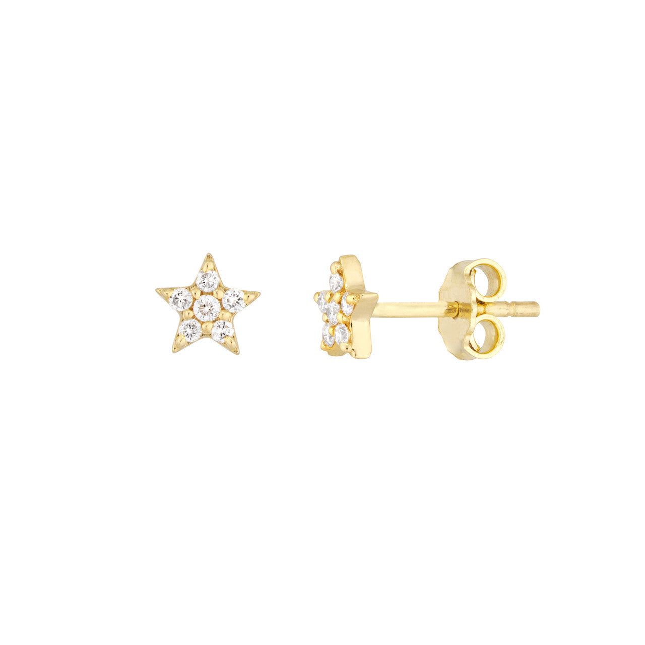 14kt Gold 0.11 CTW Diamond Star Stud Earrings