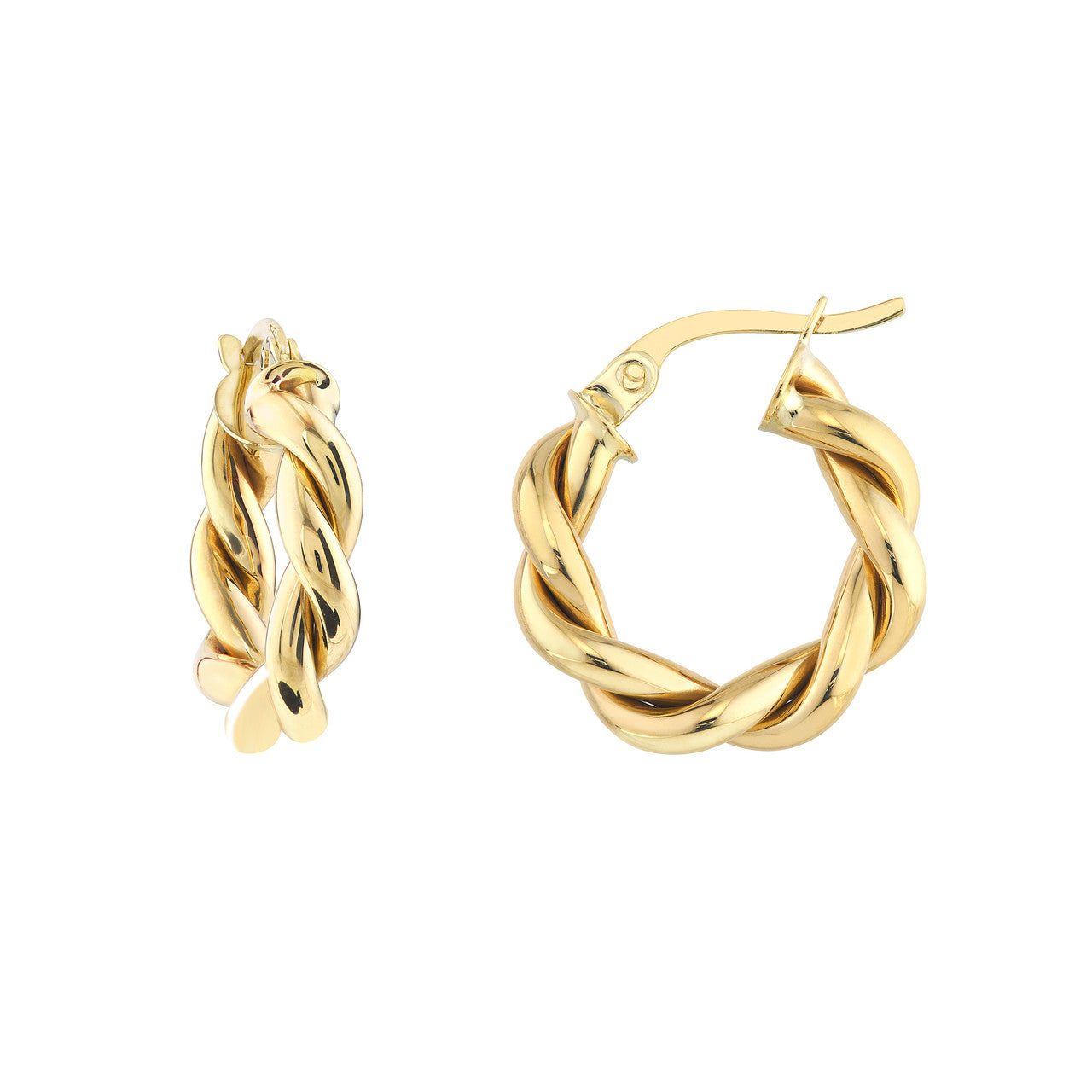 10kt Gold 10x4mm Braided Double Tube Hoop