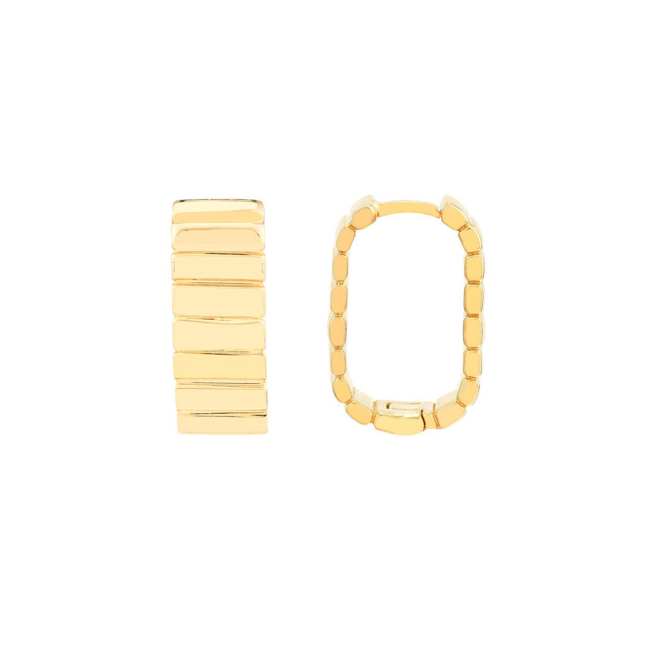 14kt Gold Ribbed Mini Hoop Earrings