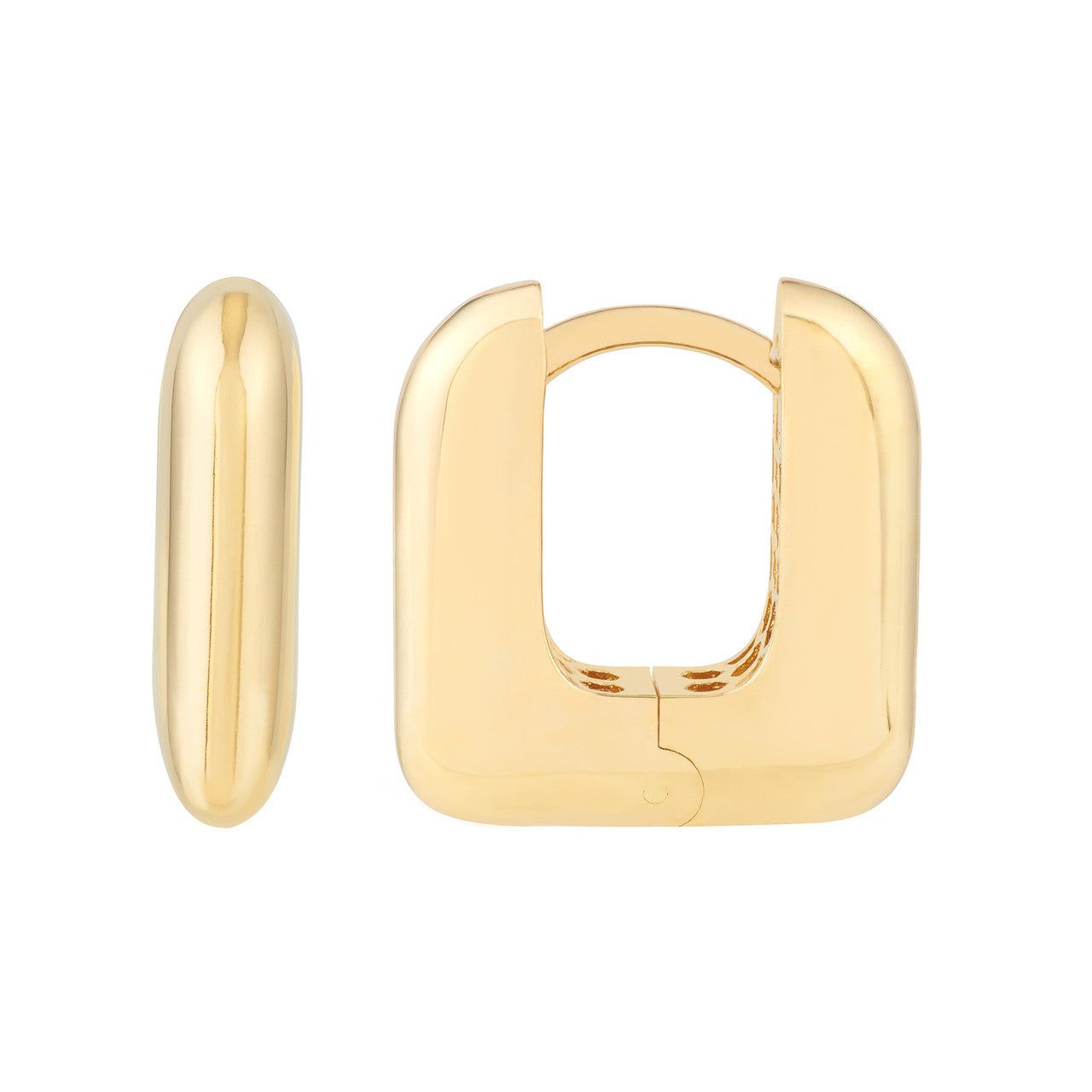 14kt Gold Rounded Square Huggie Earrings