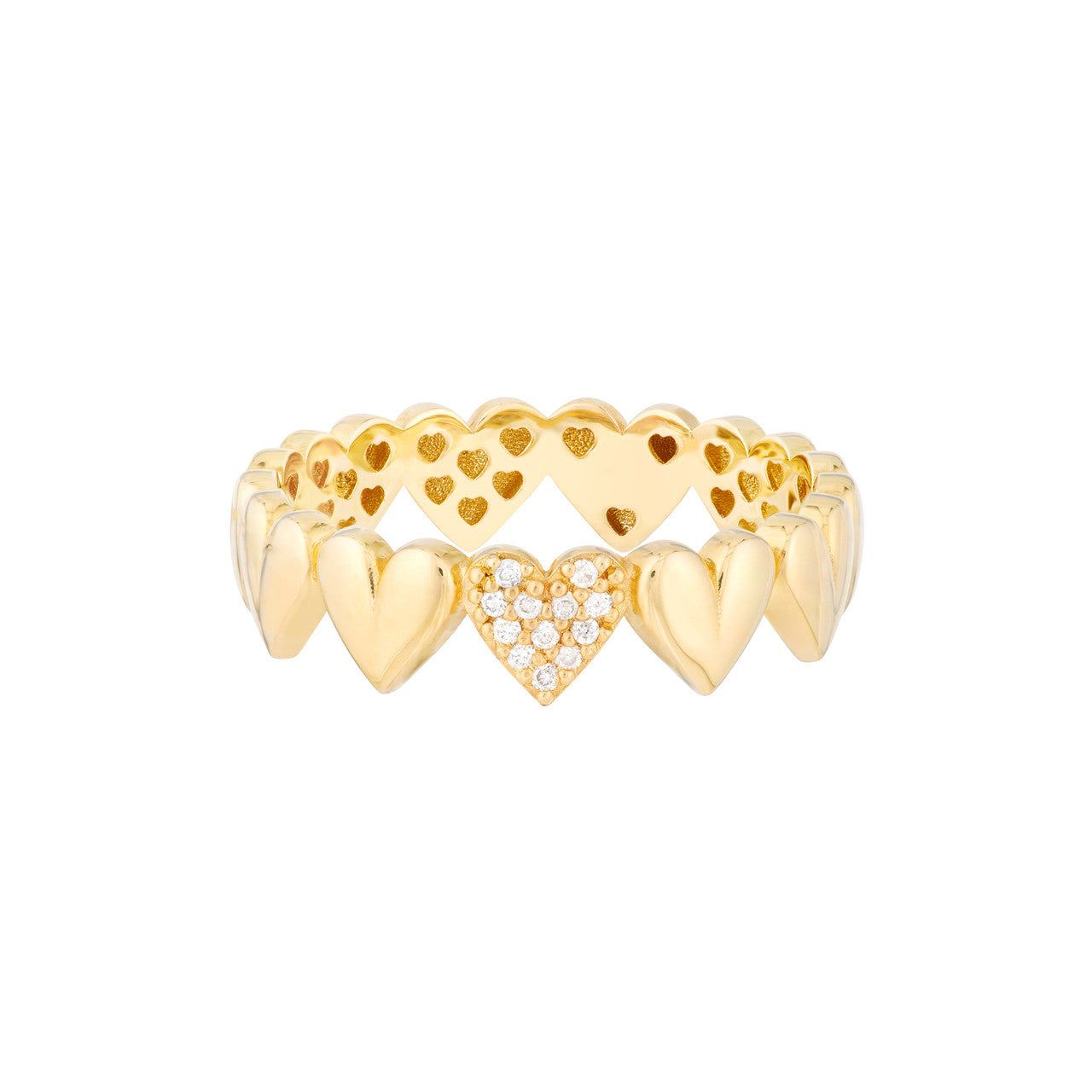 14kt Gold 0.04 CTW Side by Side Heart Ring
