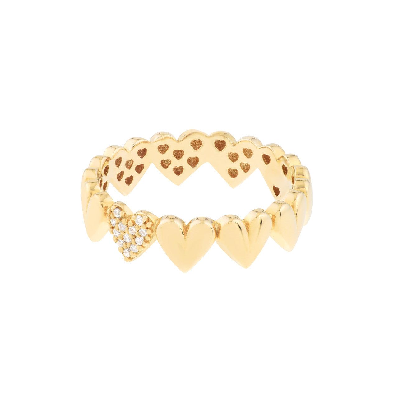 14kt Gold 0.04 CTW Side by Side Heart Ring