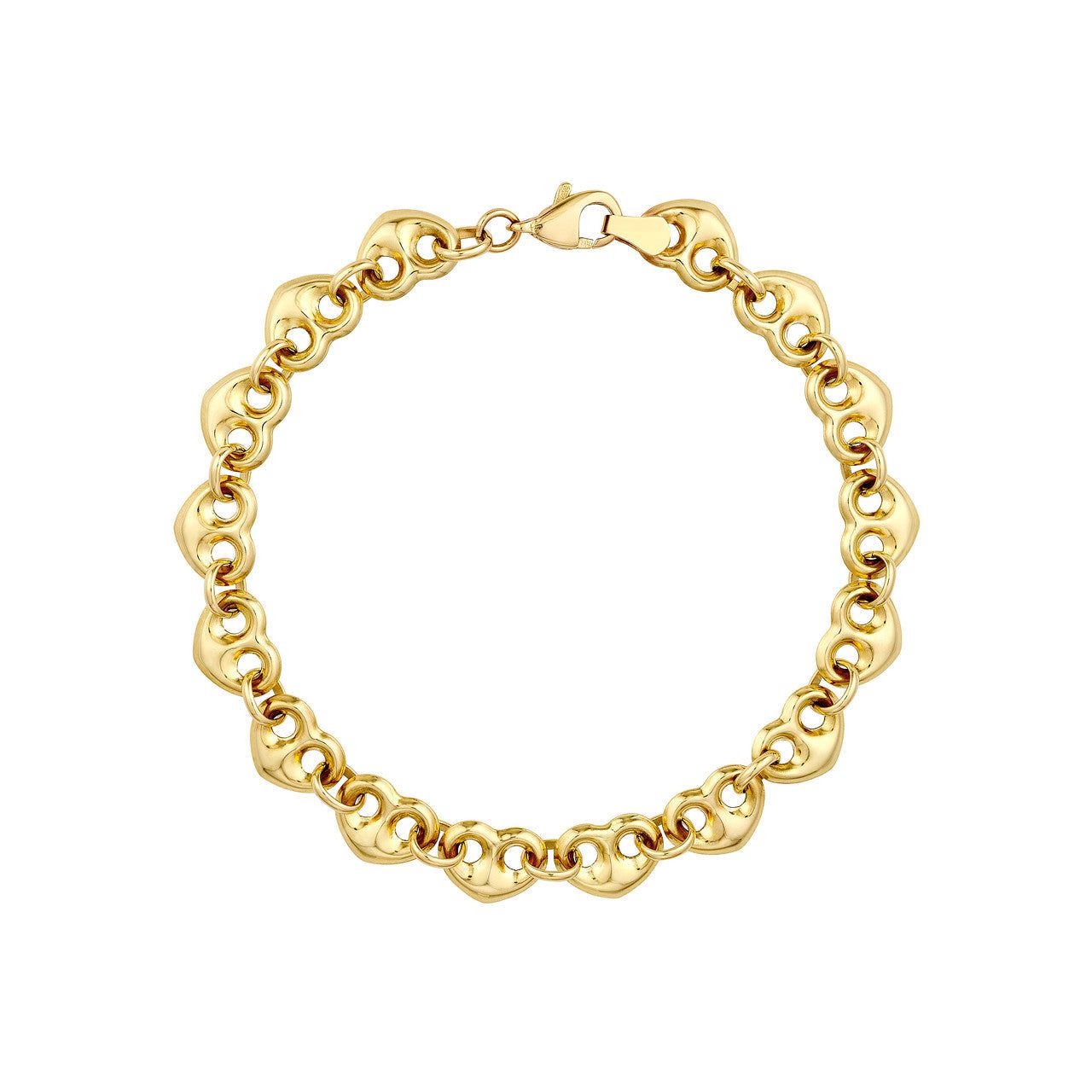 14kt Gold Puff Mariner Heart Bracelet