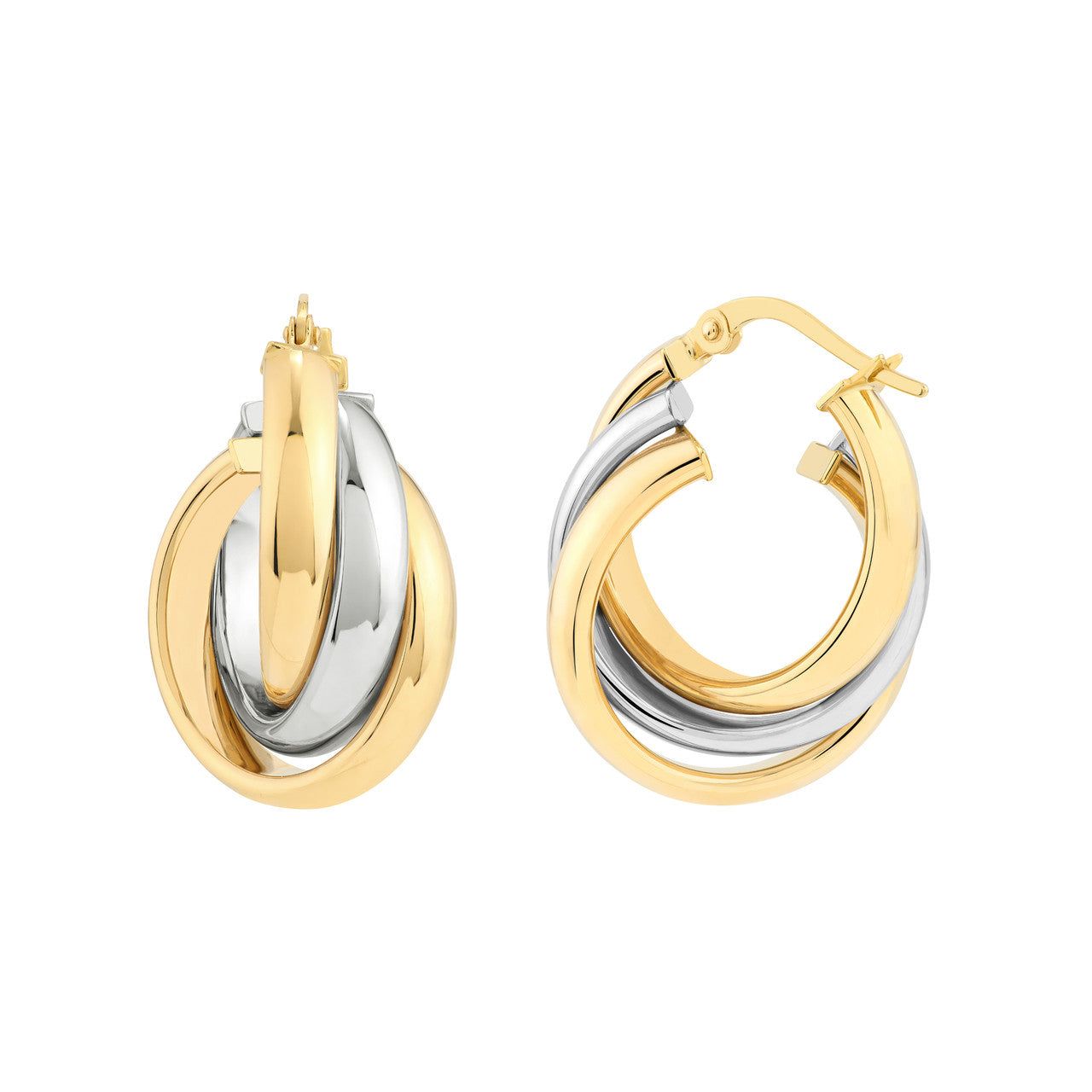 14kt Gold Two-Tone Love Knot Hoop Earrings