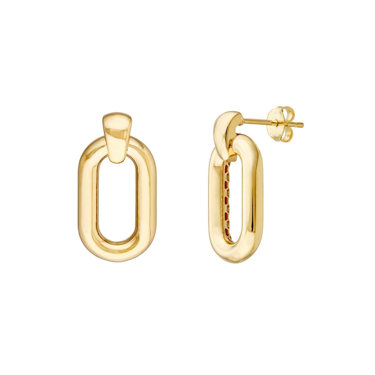 14kt Gold Oval Door Knocker Hoop Earrings