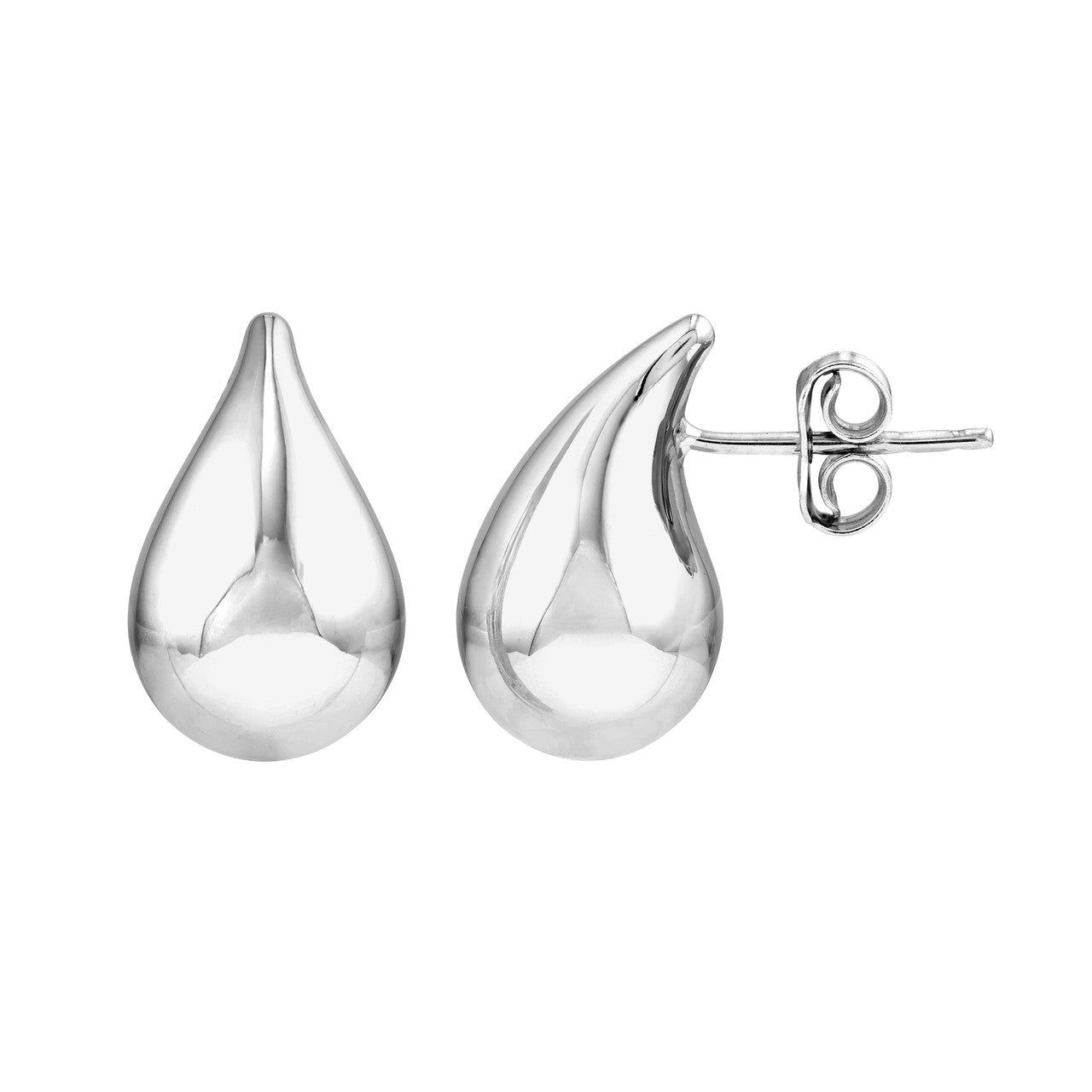 Sterling Silver Polished Teardrop Stud Earrings