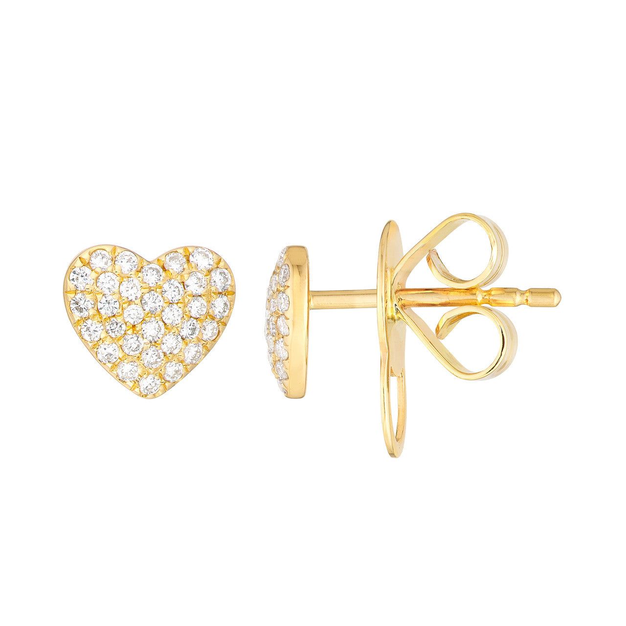 14kt Gold 0.23 CTW Pavé Diamond Heart Stud Earrings