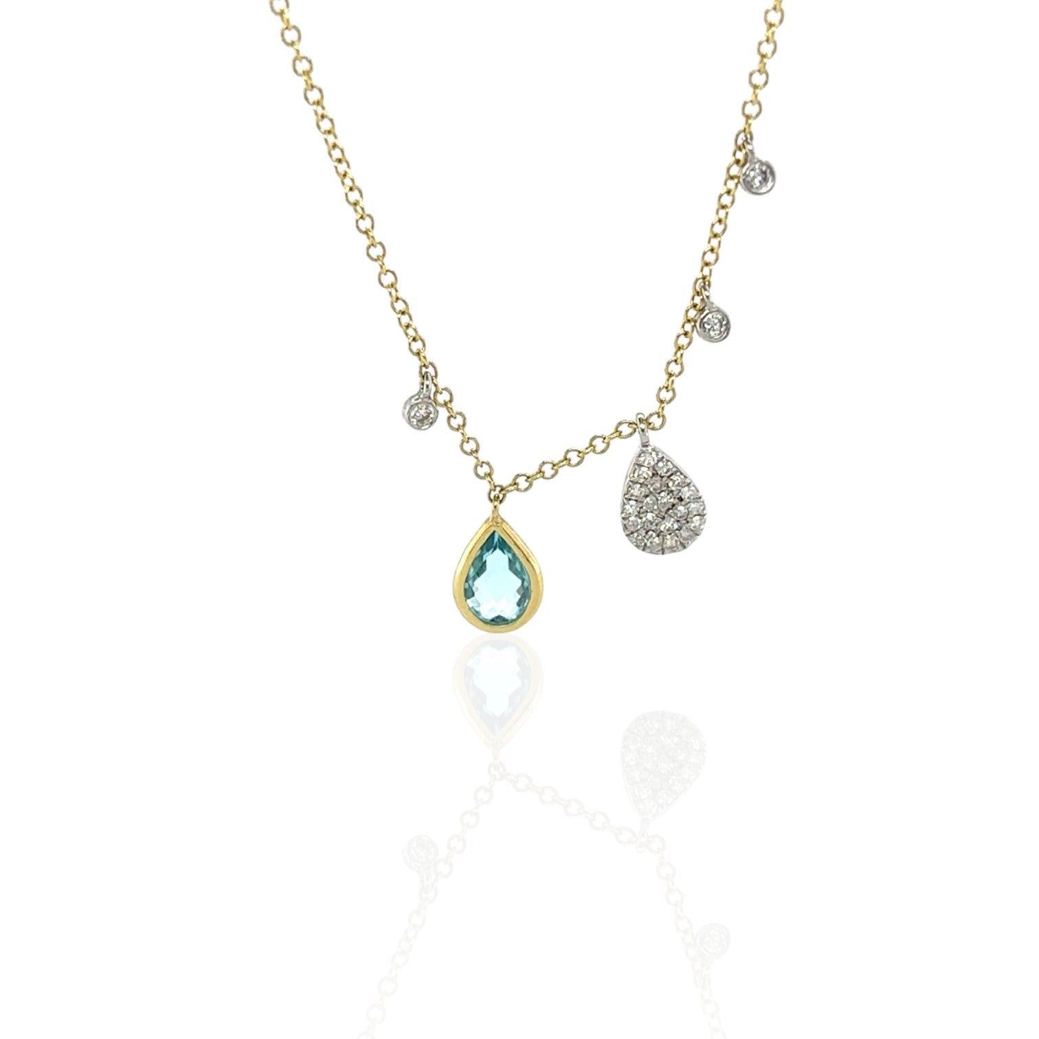 Meira T 14kt Gold 0.10 CTW Blue Topaz & Diamond Charms Necklace