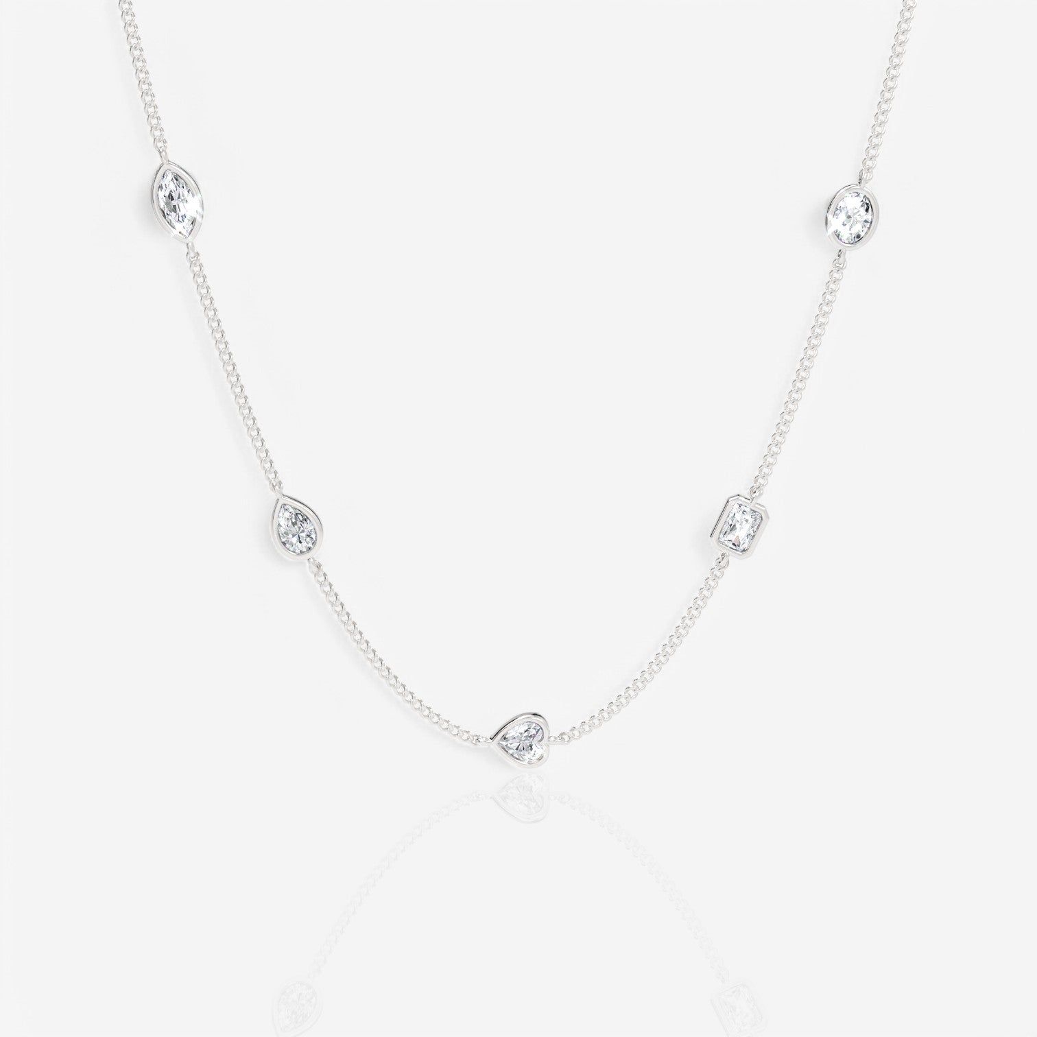Multi-Shape Lab-Grown Diamond Bezel Station Necklace - 18 Inches