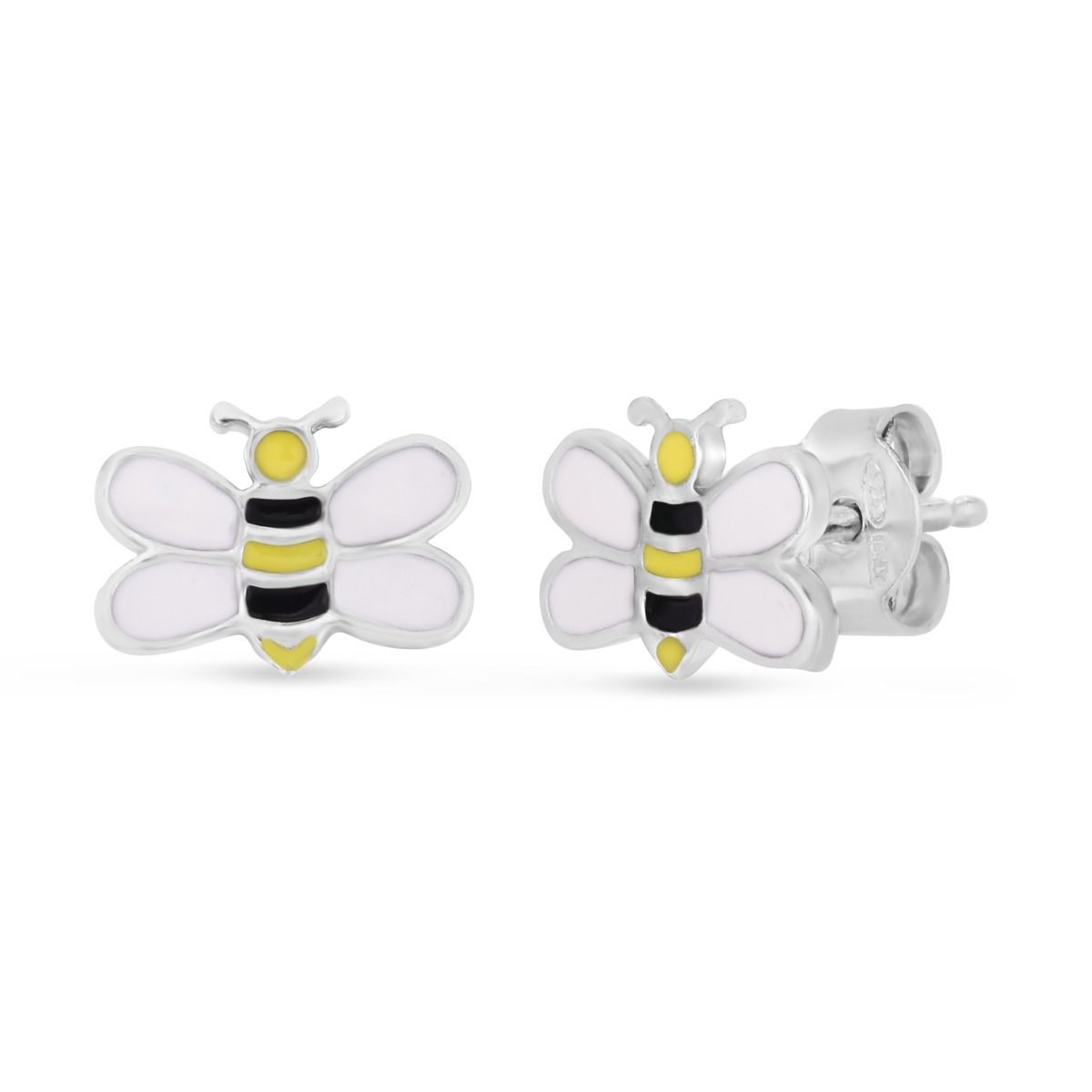 Sterling Silver Enamel Bumble Bee Studs