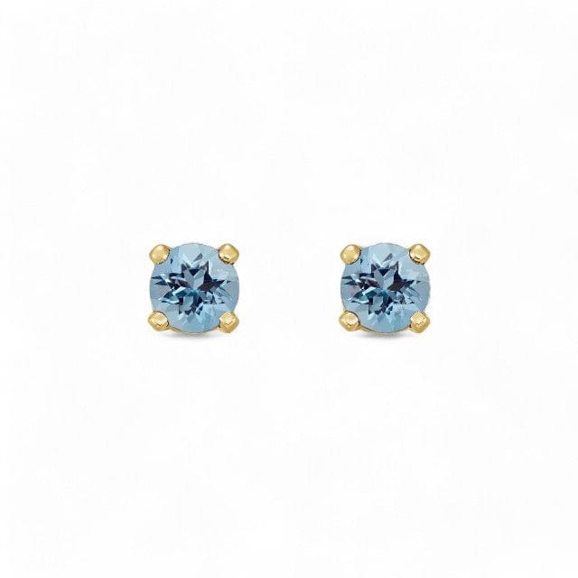 14kt Gold Children's Birthstone Stud Earrings - Aquamarine