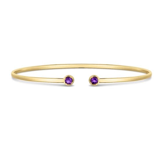 14kt Gold Amethyst Open Cuff Bangle