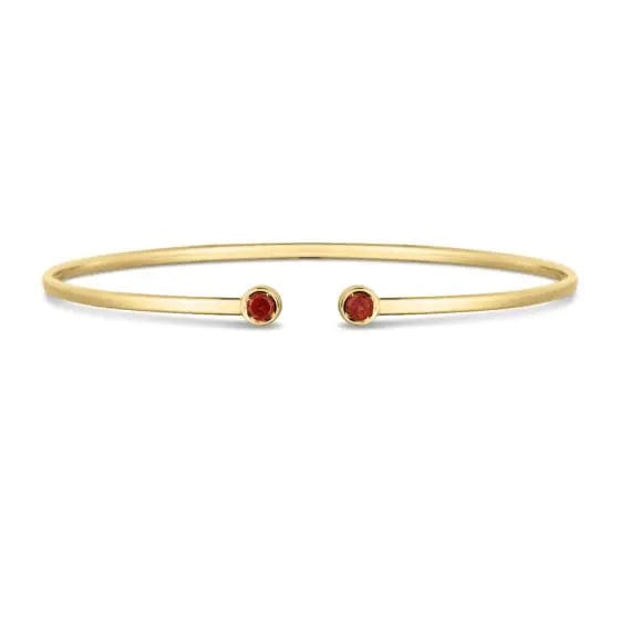 14kt Gold Garnet Open Cuff Bangle