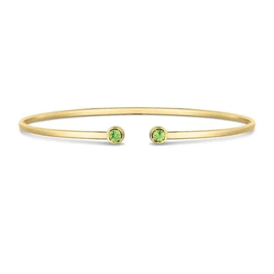 14kt Gold Peridot Open Cuff Bangle