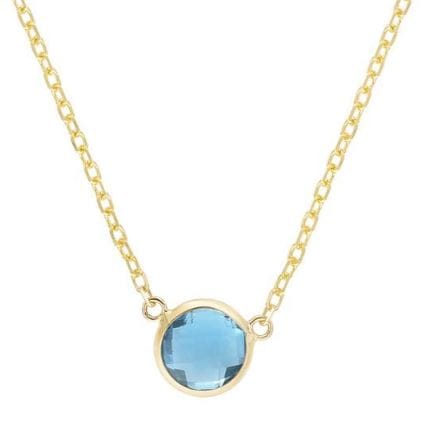 14kt Gold Blue Topaz Solitaire Necklace