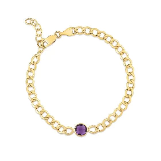 14kt Gold Amethyst Curb Chain Bracelet