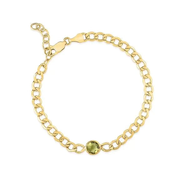 14kt Gold Peridot Curb Chain Bracelet