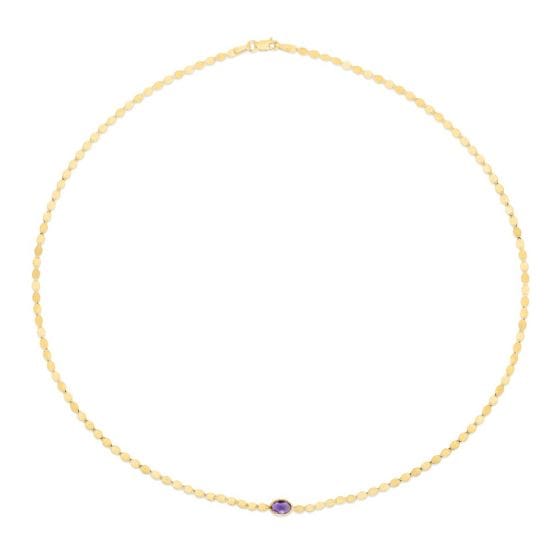 14kt Gold Amethyst Mirrored Chain Necklace