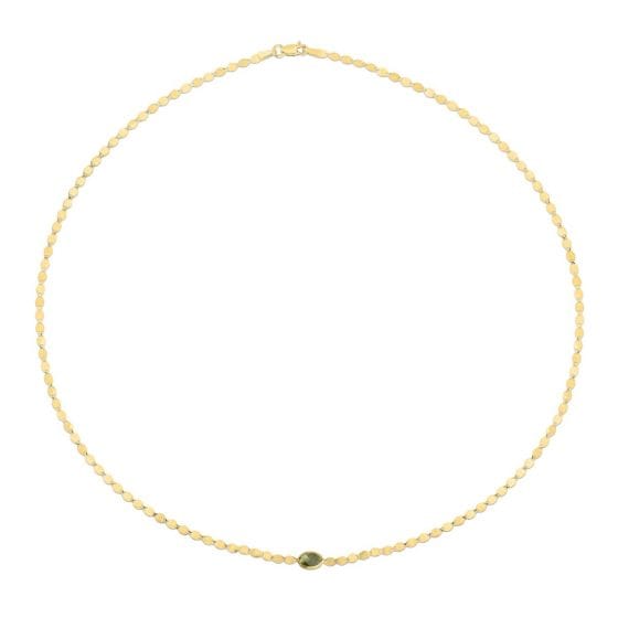 14kt Gold Peridot Mirrored Chain Necklace