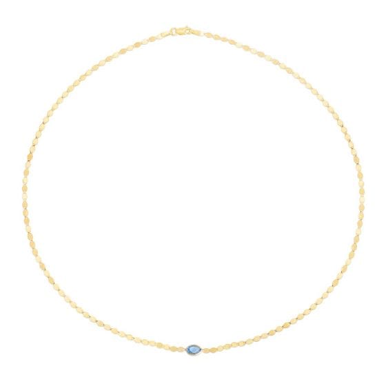 14kt Gold Blue Topaz Mirrored Chain Necklace