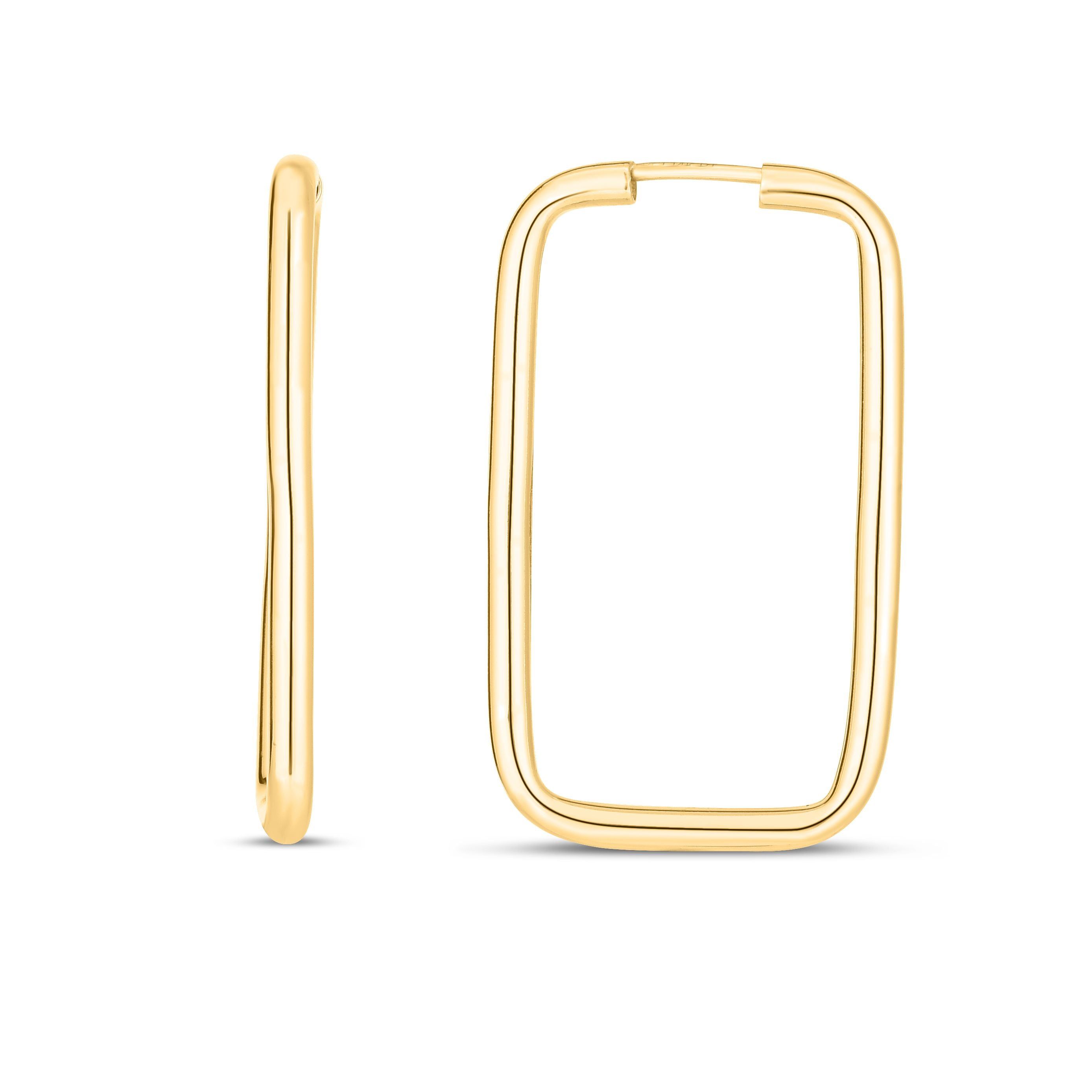 14kt Gold Endless Rectangle Hoops