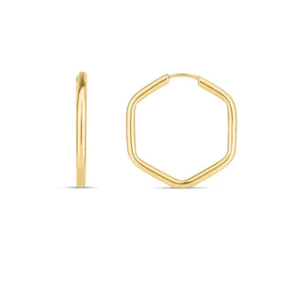 14kt Gold Endless Hexagon Hoops